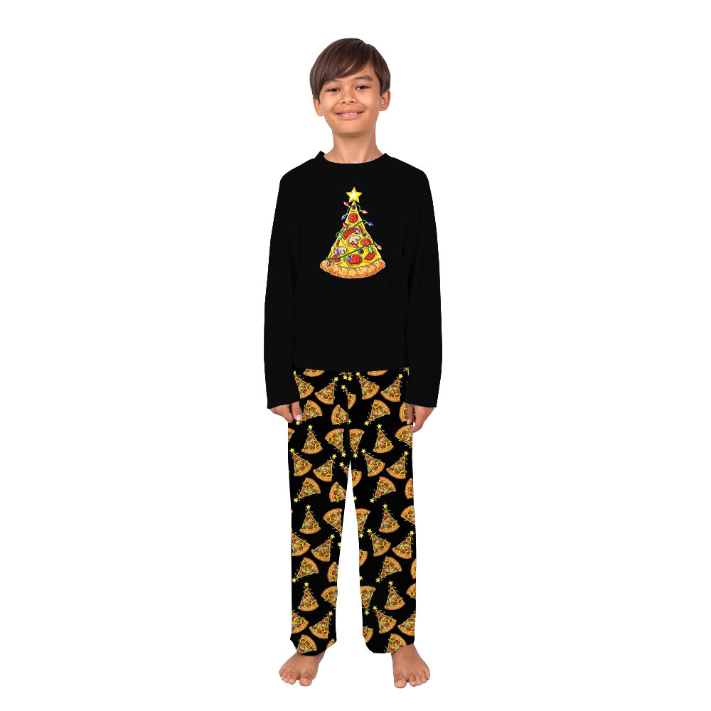 Pizza Christmas Pajamas Sleepwear Black Pizza Christmas Pajamas Sleepwear Black