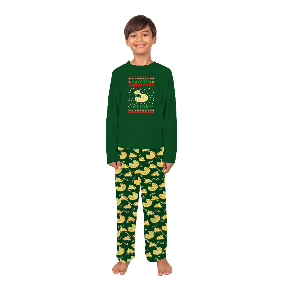 Festive Christmas Pizza Pajamas Sets Tops And Bottoms Green Festive Christmas Pizza Pajamas Sets Tops And Bottoms Green