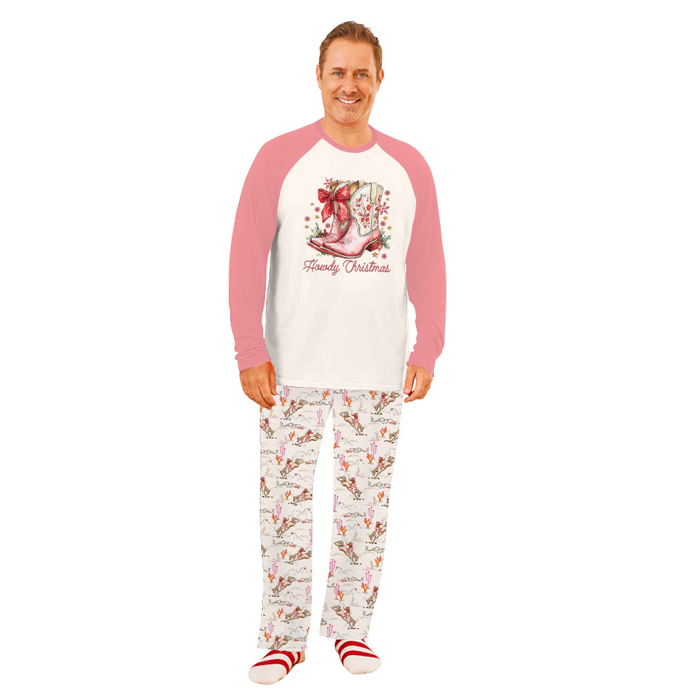 Cowgirl Christmas Pajamas Western Style With Boot Print Cowgirl Christmas Pajamas Western Style With Boot Print