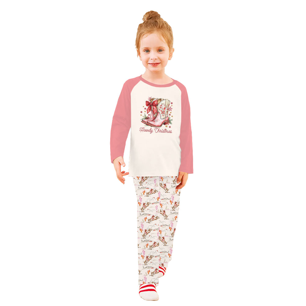 Cowgirl Christmas Pajamas Western Style With Boot Print Cowgirl Christmas Pajamas Western Style With Boot Print