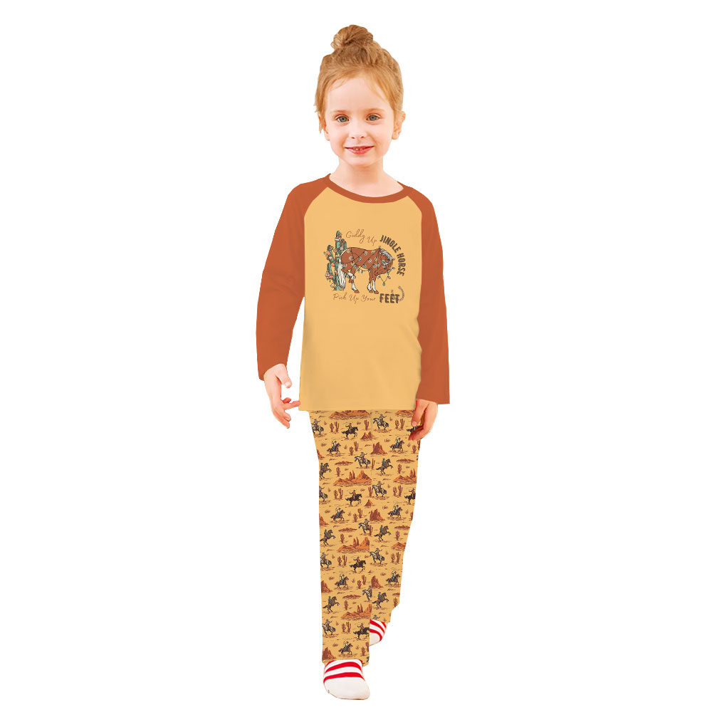 Western Christmas Jammies With Cowboy Horse And Cactus Print