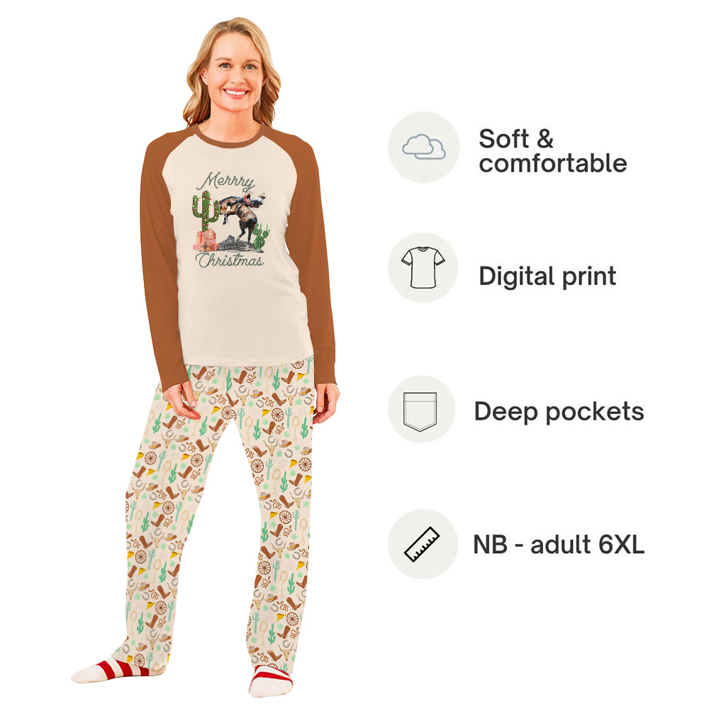 Cowboy Western Print Family Christmas Pajamas Sets Cowboy Western Print Family Christmas Pajamas Sets