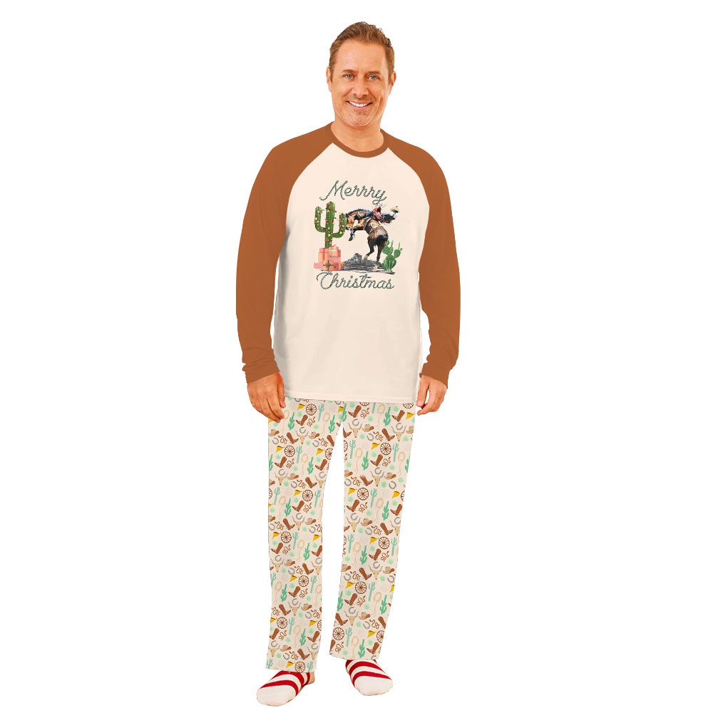 Cowboy Western Print Family Christmas Pajamas Sets Cowboy Western Print Family Christmas Pajamas Sets