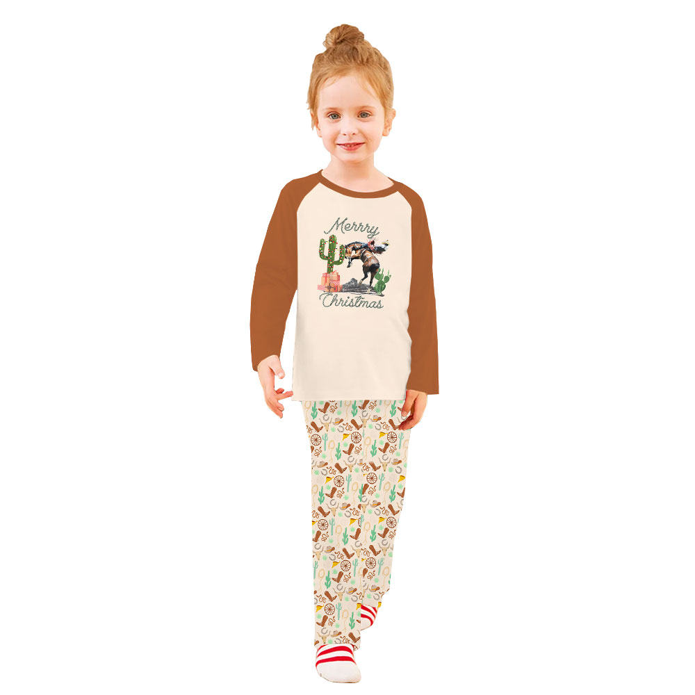 Cowboy Western Print Family Christmas Pajamas Sets Cowboy Western Print Family Christmas Pajamas Sets