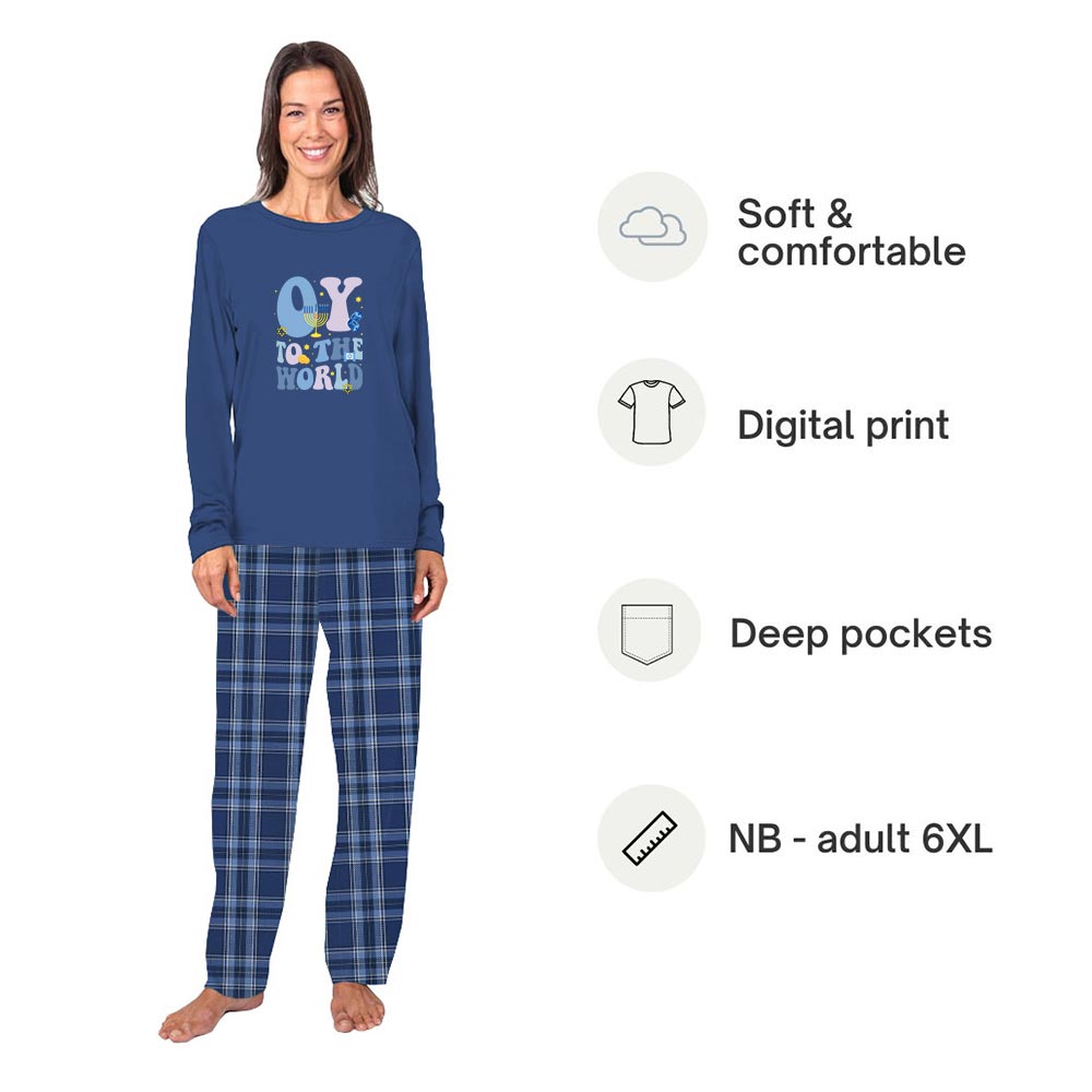 Family Hanukkah Pajamas Sets Saying OY To The World Family Hanukkah Pajamas Sets Saying OY To The World