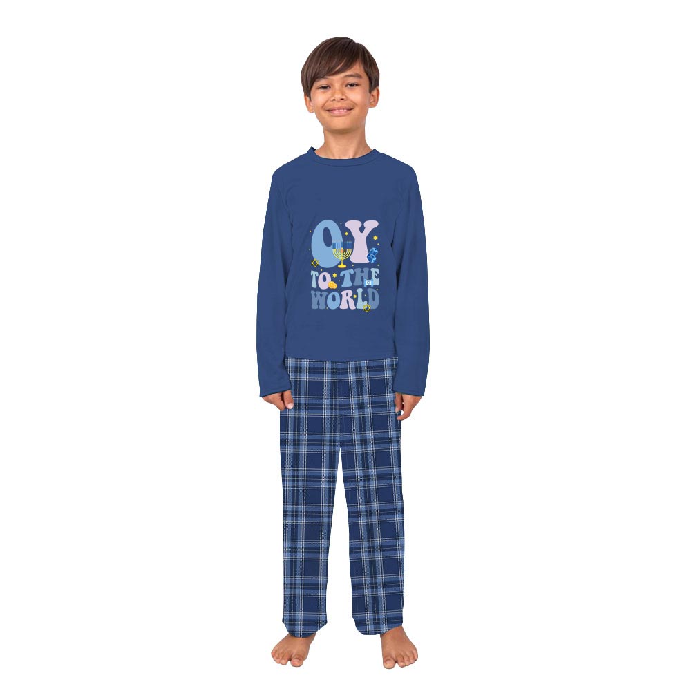 Family Hanukkah Pajamas Sets Saying OY To The World Family Hanukkah Pajamas Sets Saying OY To The World