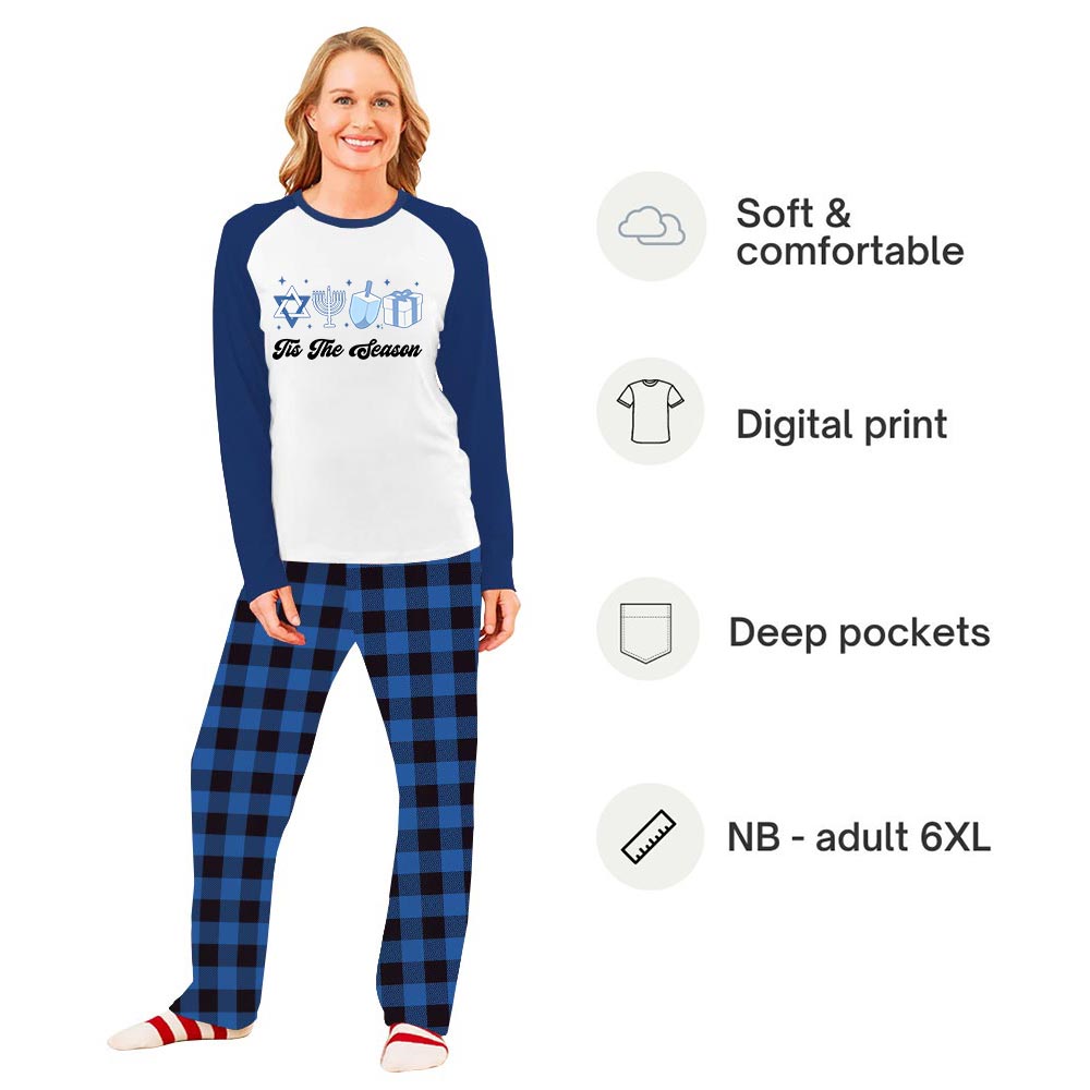 Tis The Season Hanukkah Family Matching Pajamas With Dog