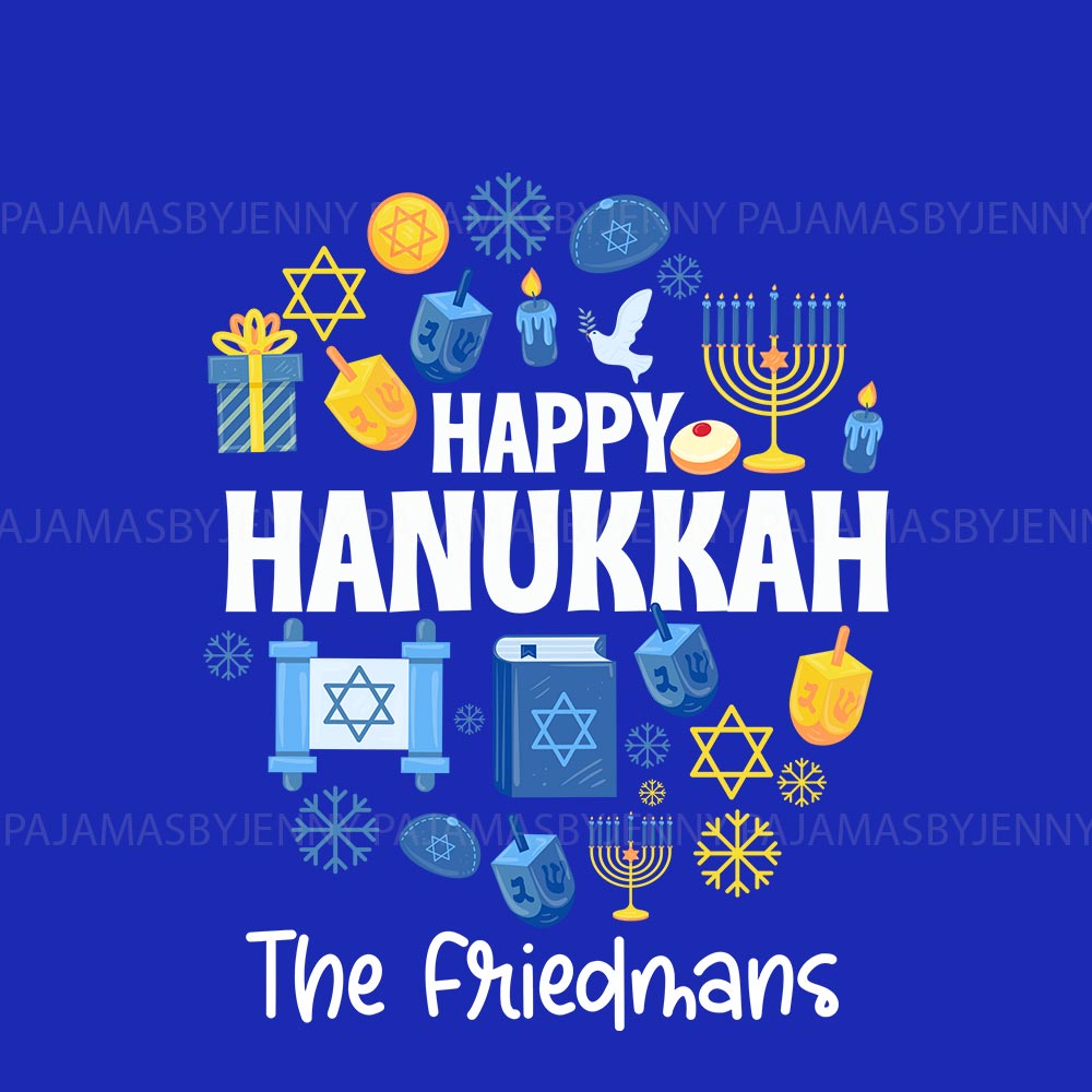 Long Sleeve Matching Holiday Pajamas Sayings Happy Hanukkah The Friendmans