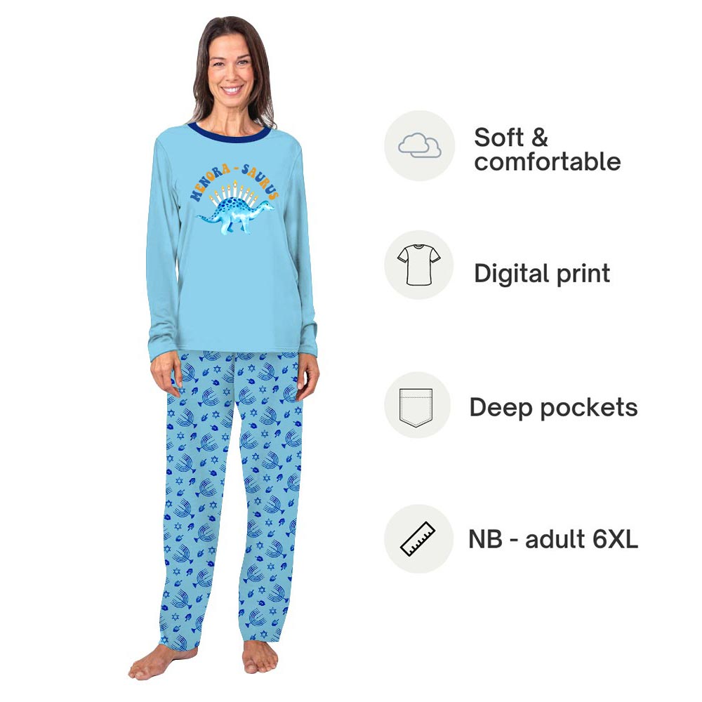 Cute Hanukkah Dinosaur Matching Family PJs Sayings Menorasaurus Cute Hanukkah Dinosaur Matching Family PJs Sayings Menorasaurus