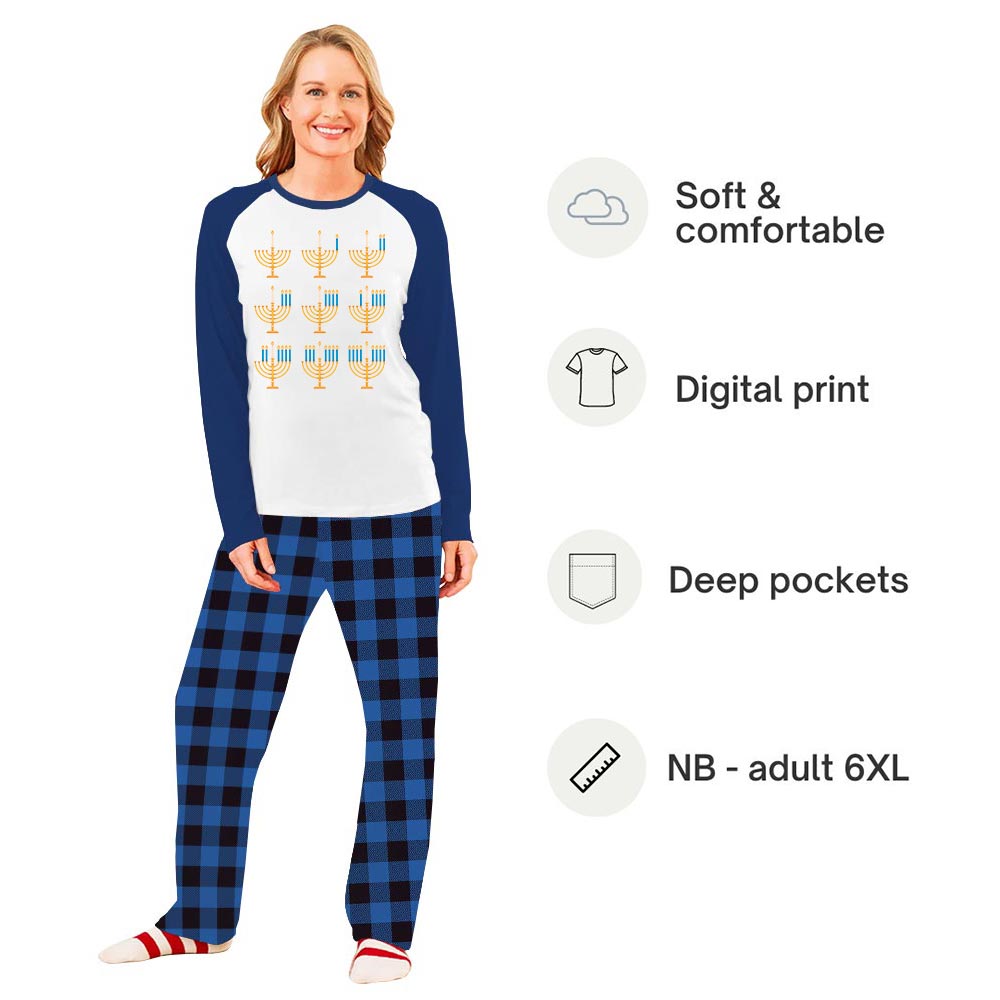 Hanukkah Candles Family Matching Pajamas With Dog Hanukkah Candles Family Matching Pajamas With Dog
