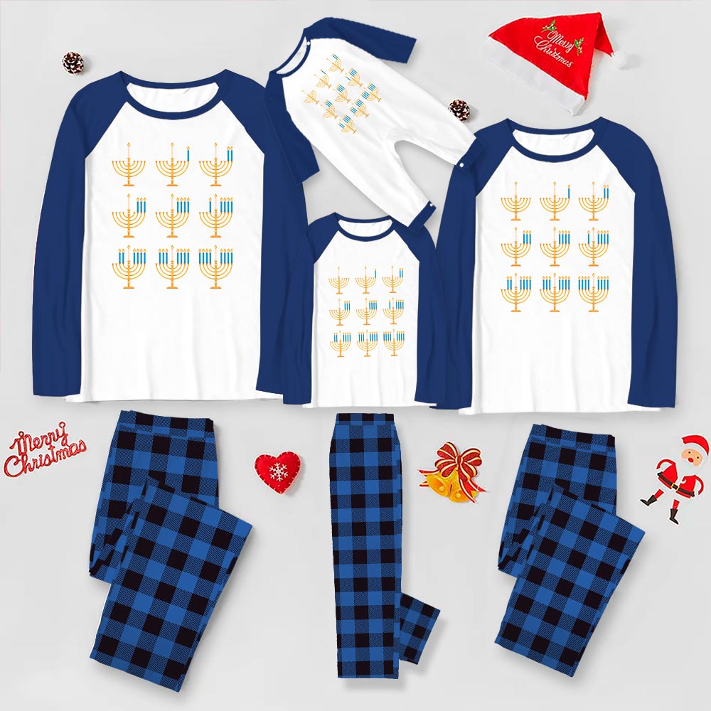 Hanukkah Candles Family Matching Pajamas With Dog Hanukkah Candles Family Matching Pajamas With Dog
