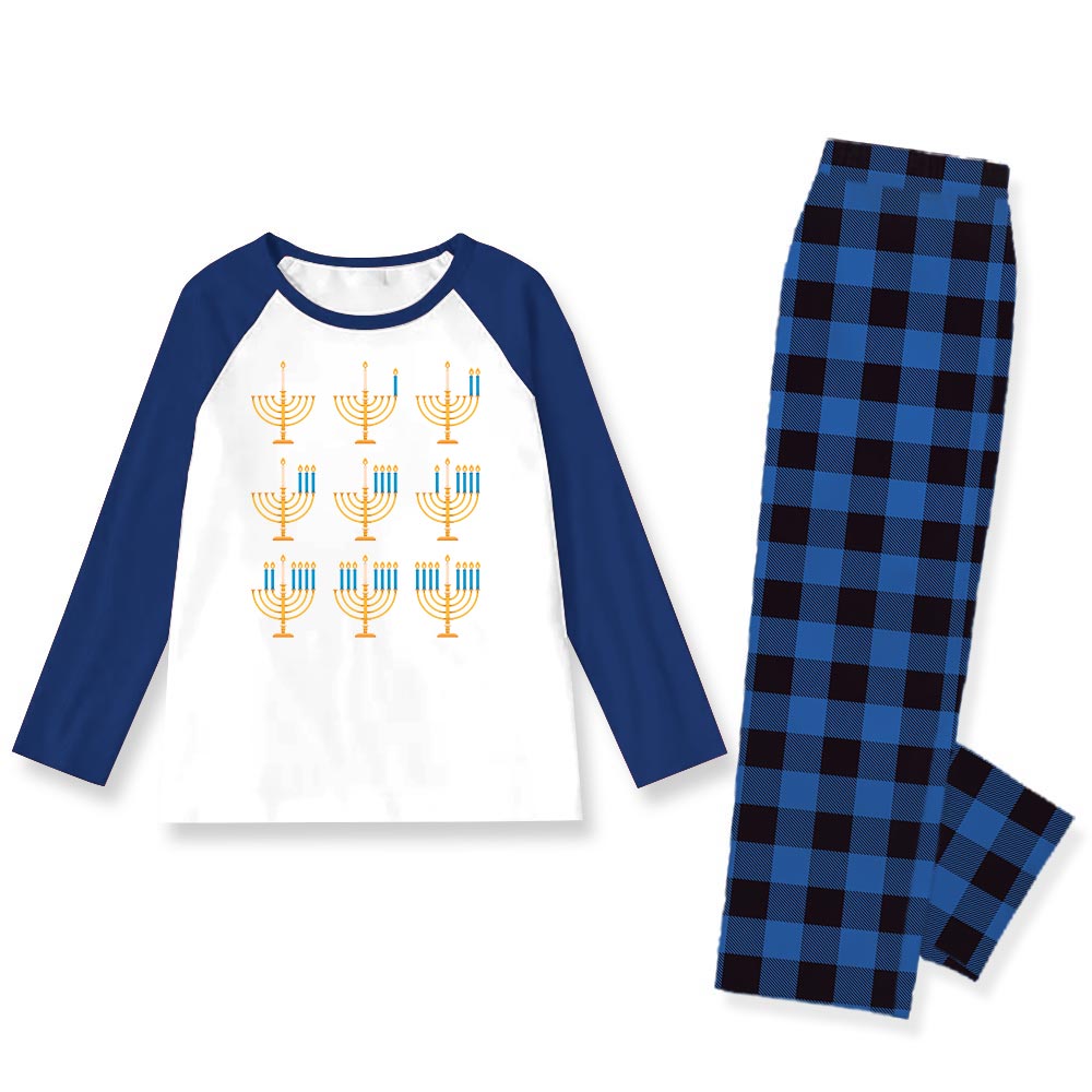 Hanukkah Candles Family Matching Pajamas With Dog Hanukkah Candles Family Matching Pajamas With Dog