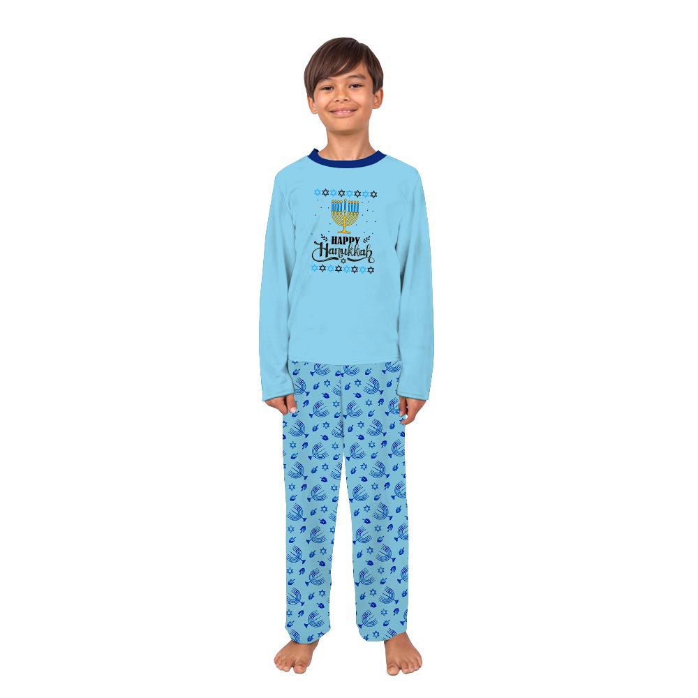 Happy Hanukkah Matching Family Pajamas For Hanukkah Blue Happy Hanukkah Matching Family Pajamas For Hanukkah Blue