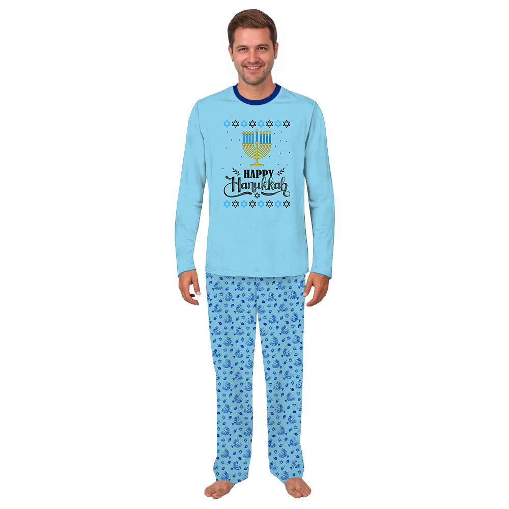 Happy Hanukkah Matching Family Pajamas For Hanukkah Blue Happy Hanukkah Matching Family Pajamas For Hanukkah Blue