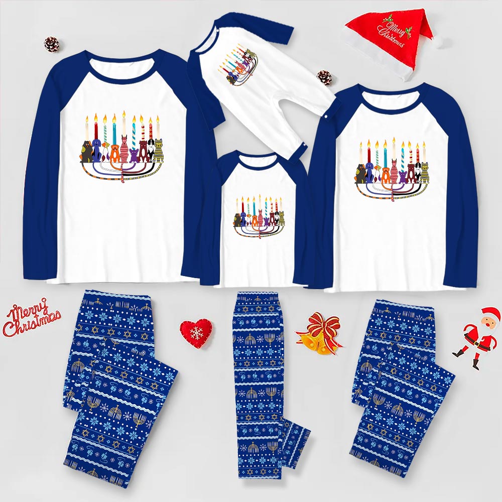 Funny Dog Candle Family Matching Pajamas With Dog For Hanukkah