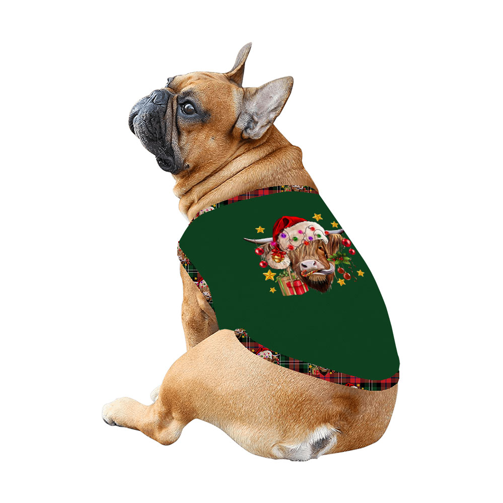 Funny Highland Cow Heifers Christmas Pajamas Holiday Green Red