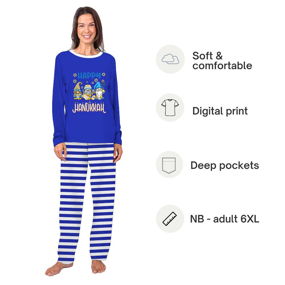 Funny Gnomes Happy Hanukkah Pajamas For Adults and Kids Funny Gnomes Happy Hanukkah Pajamas For Adults and Kids
