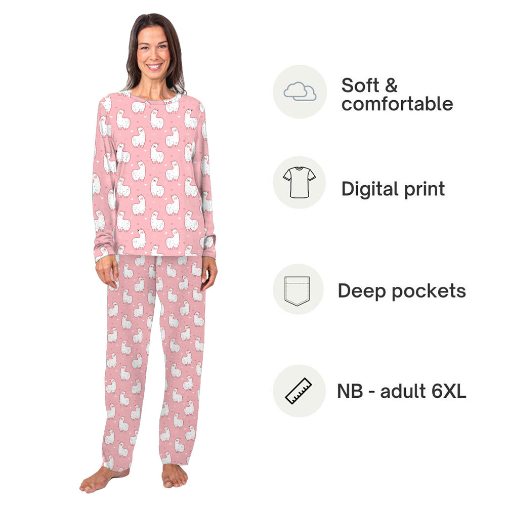 Cute Pink Llama Pajamas Matching Family Cute Pink Llama Pajamas Matching Family