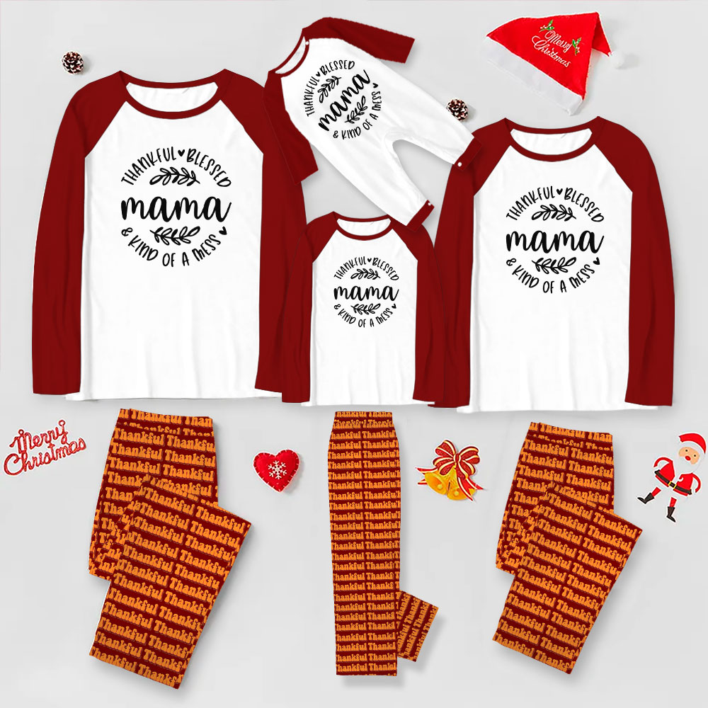 Customizable Thankful Matching Thanksgiving PJs With Name Customizable Thankful Matching Thanksgiving PJs With Name