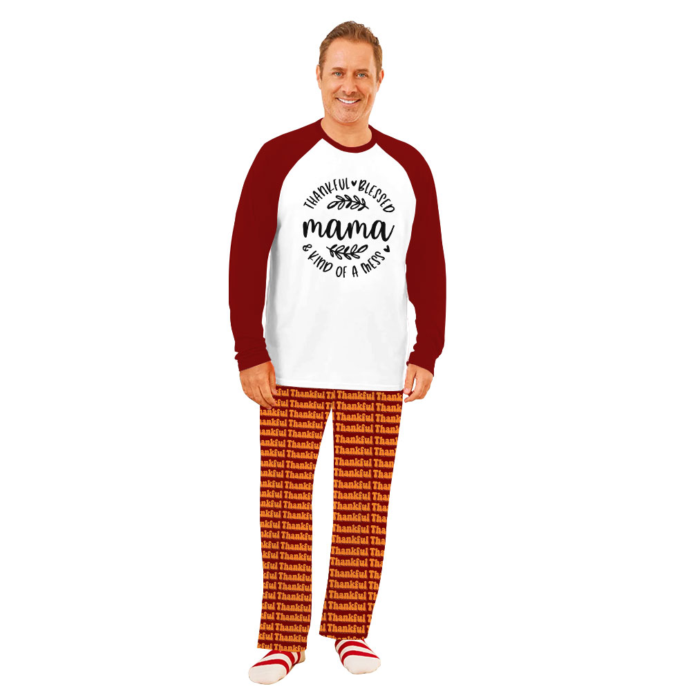 Customizable Thankful Matching Thanksgiving PJs With Name Customizable Thankful Matching Thanksgiving PJs With Name