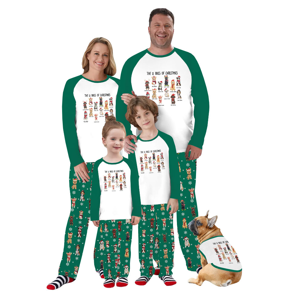 Green Matching Christmas Pajamas For Dog Lovers Green Matching Christmas Pajamas For Dog Lovers