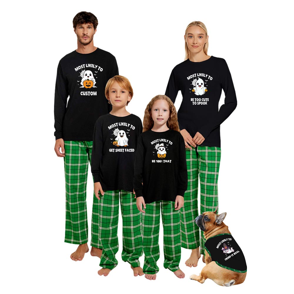 Personalized Halloween Boo Most Likely To Matching Family PJs Cotton