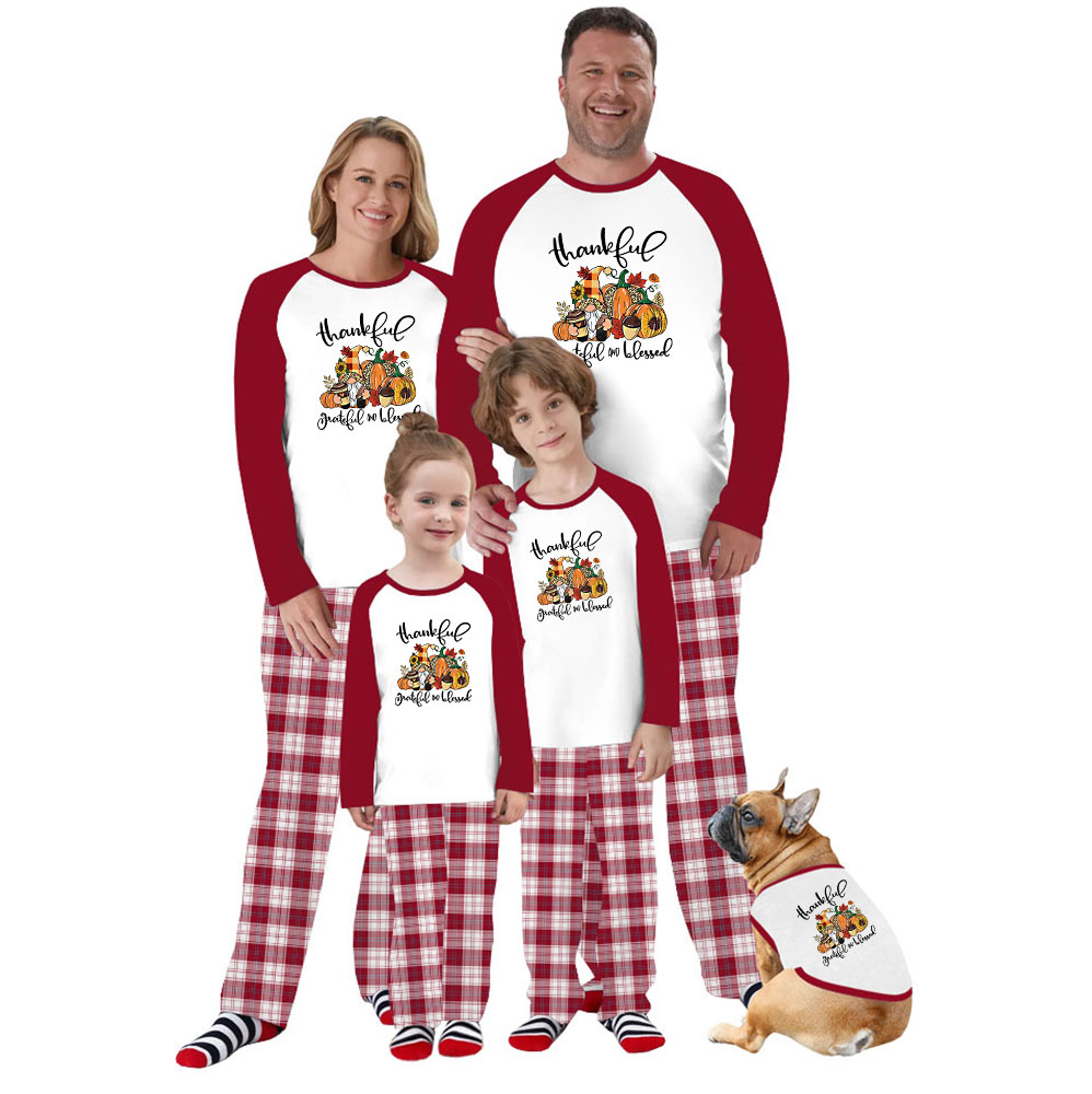 Thankful Matching Thanksgiving PJs Family With Newborn