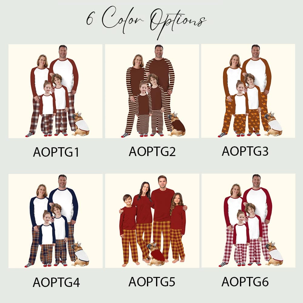 Unique Thanksgiving Themed Matching Pajamas Sets Brown White Unique Thanksgiving Themed Matching Pajamas Sets Brown White