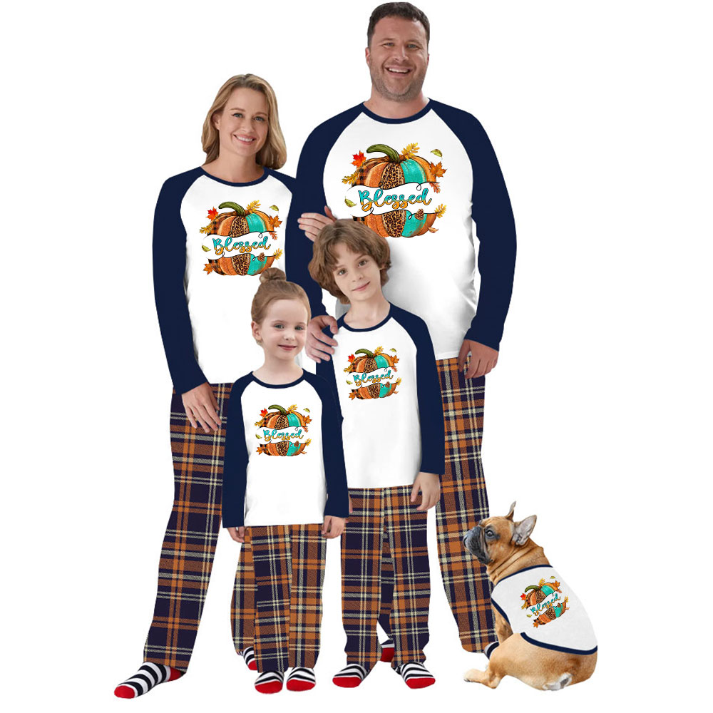 Blessed Pumpkin Thanksgiving PJs For Family With Plus Size