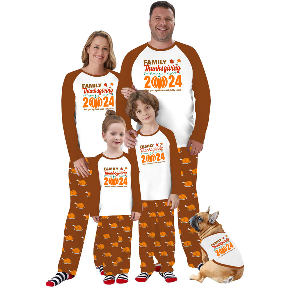 2024 Matching Thanksgiving Jammies For Family Brown White 2024 Matching Thanksgiving Jammies For Family Brown White
