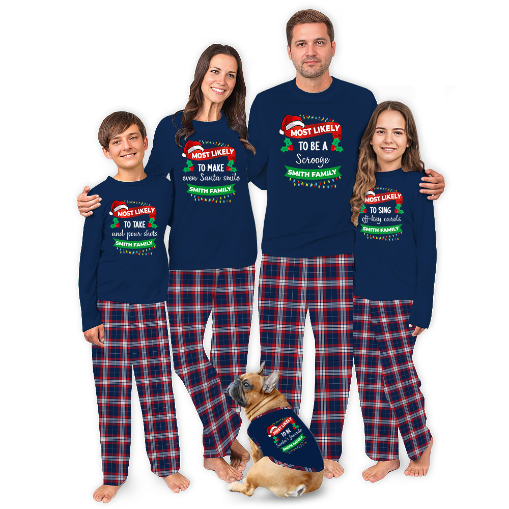 Most Likely To Custom Text Matching Family PJs