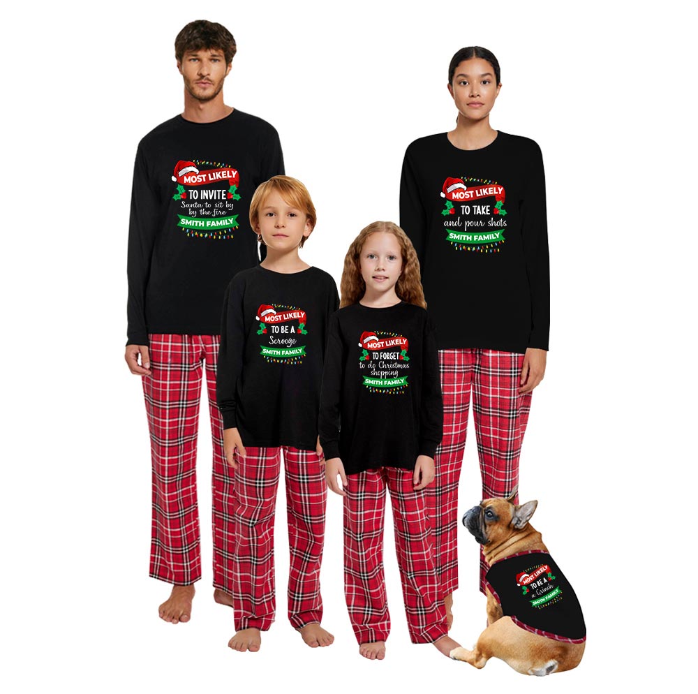 Personalized Most Likely To Family Pajamas Matching Cotton