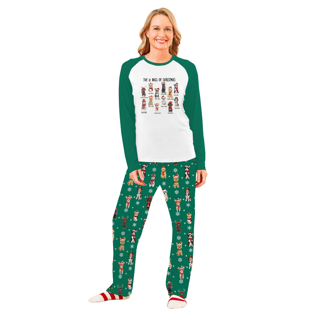 Green Matching Christmas Pajamas For Dog Lovers Green Matching Christmas Pajamas For Dog Lovers