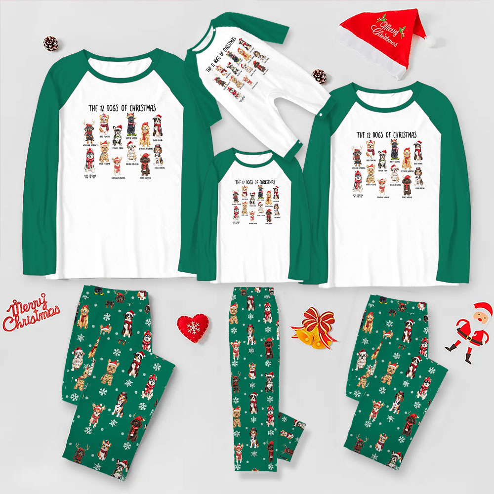 Green Matching Christmas Pajamas For Dog Lovers Green Matching Christmas Pajamas For Dog Lovers