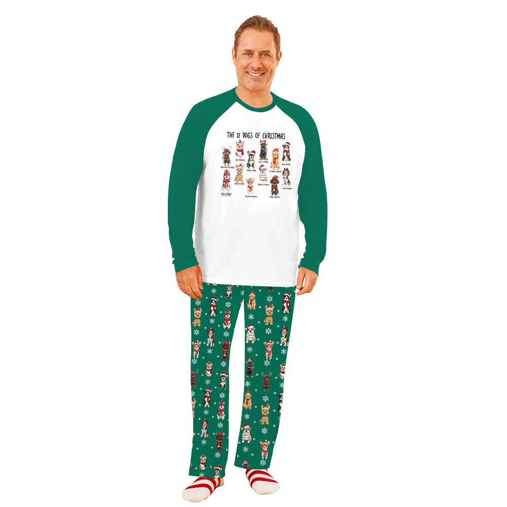Green Matching Christmas Pajamas For Dog Lovers Green Matching Christmas Pajamas For Dog Lovers