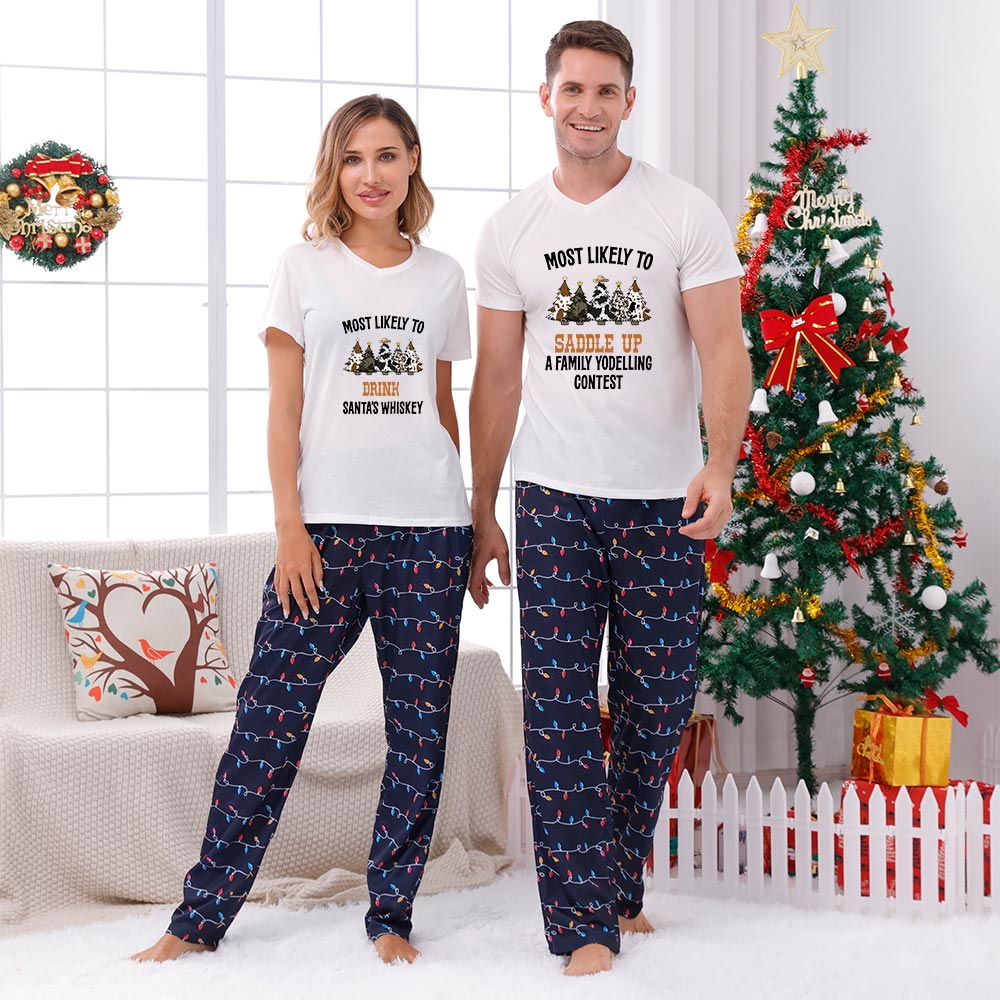 Short Funny Saying Most Likely To Family Matching Christmas Pjs Short Funny Saying Most Likely To Family Matching Christmas Pjs
