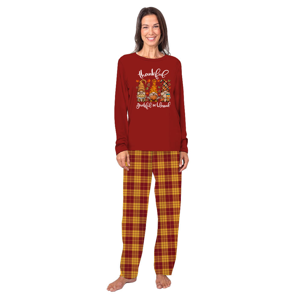 Festive Gnome Matching Thanksgiving PJs Family With Infant Festive Gnome Matching Thanksgiving PJs Family With Infant
