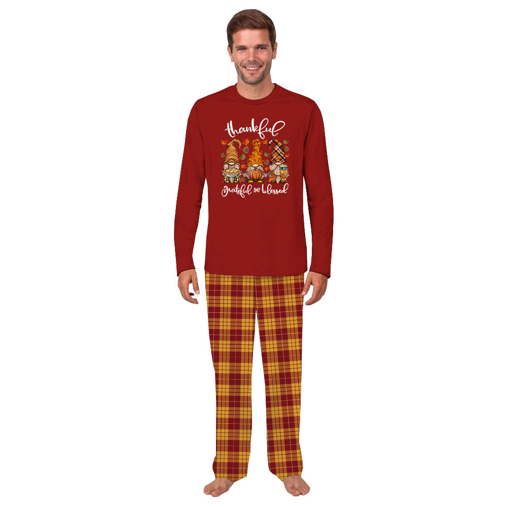 Festive Gnome Matching Thanksgiving PJs Family With Infant Festive Gnome Matching Thanksgiving PJs Family With Infant