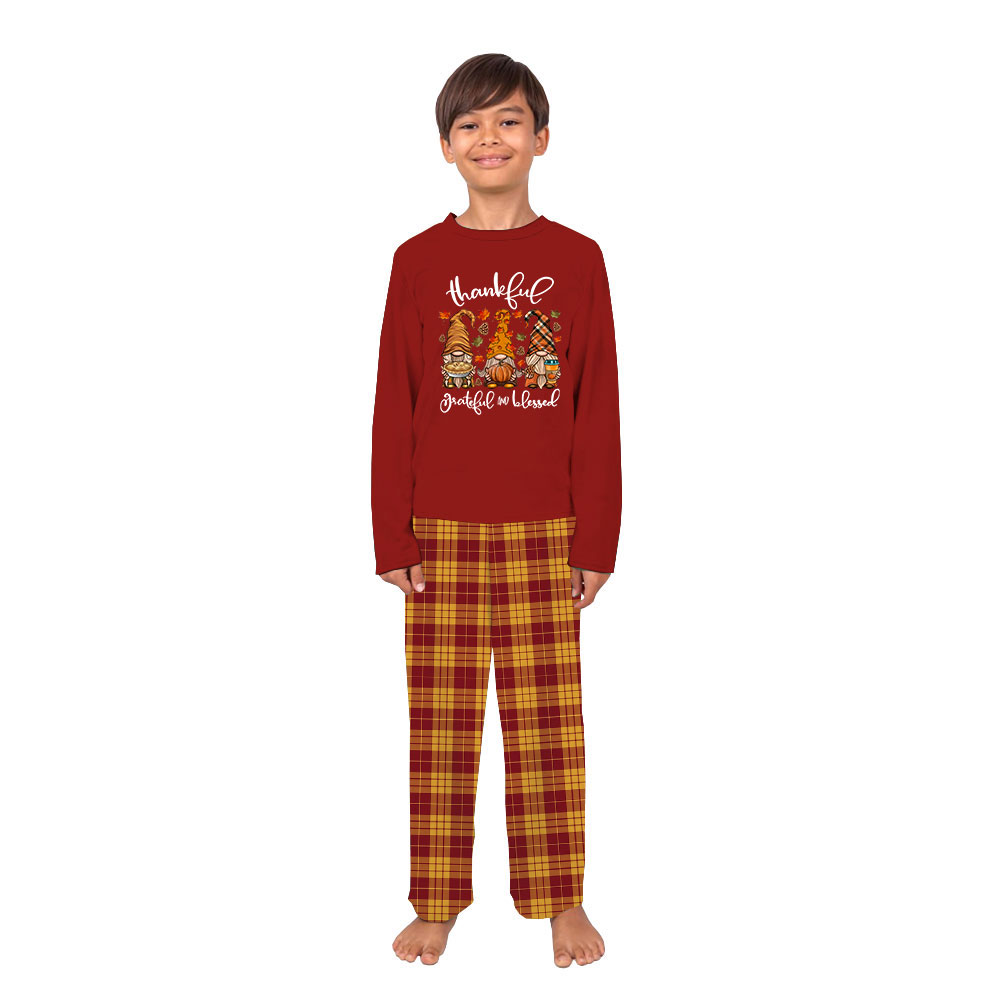 Festive Gnome Matching Thanksgiving PJs Family With Infant Festive Gnome Matching Thanksgiving PJs Family With Infant