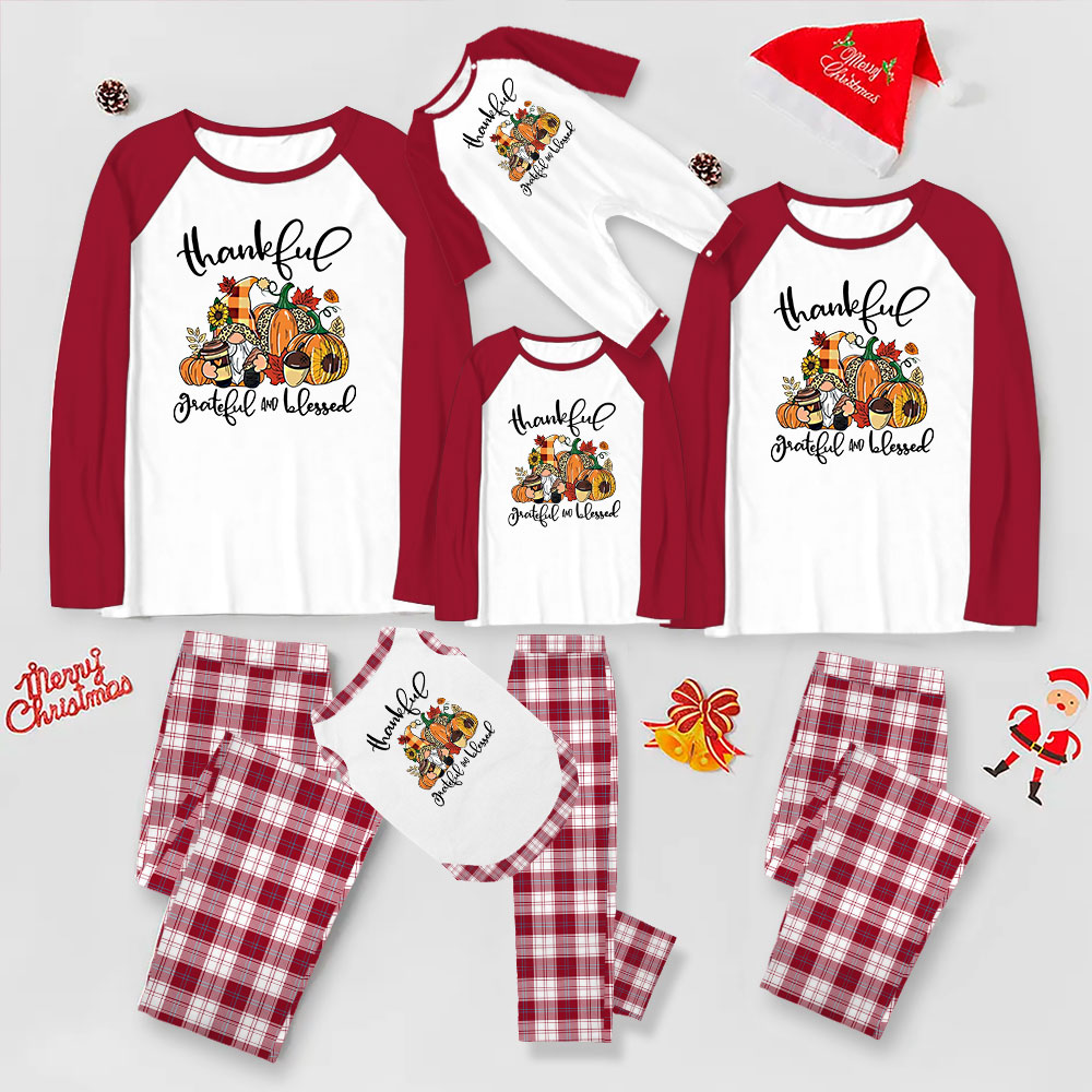 Thankful Matching Thanksgiving PJs Family With Newborn