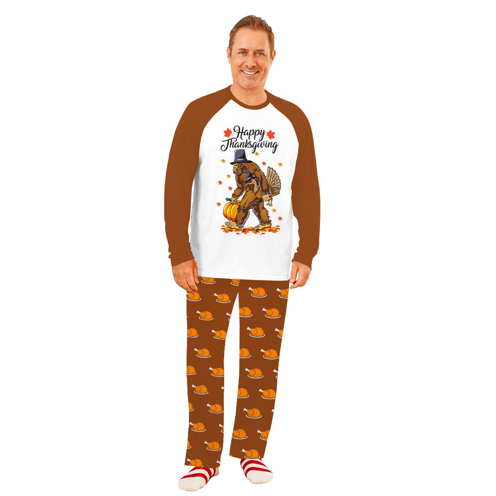 Unique Thanksgiving Themed Matching Pajamas Sets Brown White Unique Thanksgiving Themed Matching Pajamas Sets Brown White