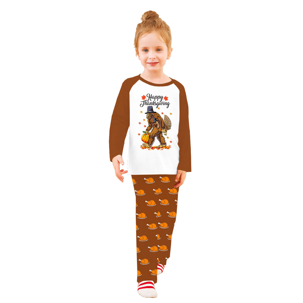 Unique Thanksgiving Themed Matching Pajamas Sets Brown White Unique Thanksgiving Themed Matching Pajamas Sets Brown White
