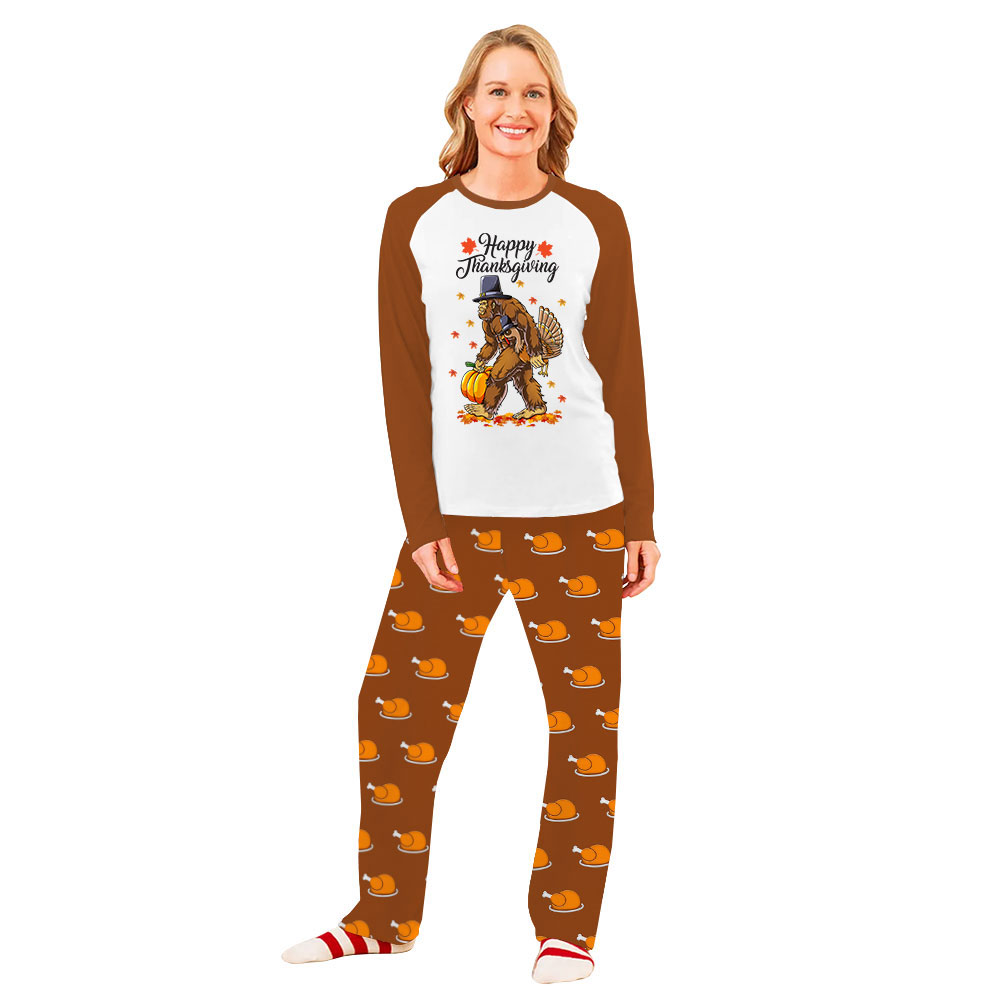 Unique Thanksgiving Themed Matching Pajamas Sets Brown White Unique Thanksgiving Themed Matching Pajamas Sets Brown White
