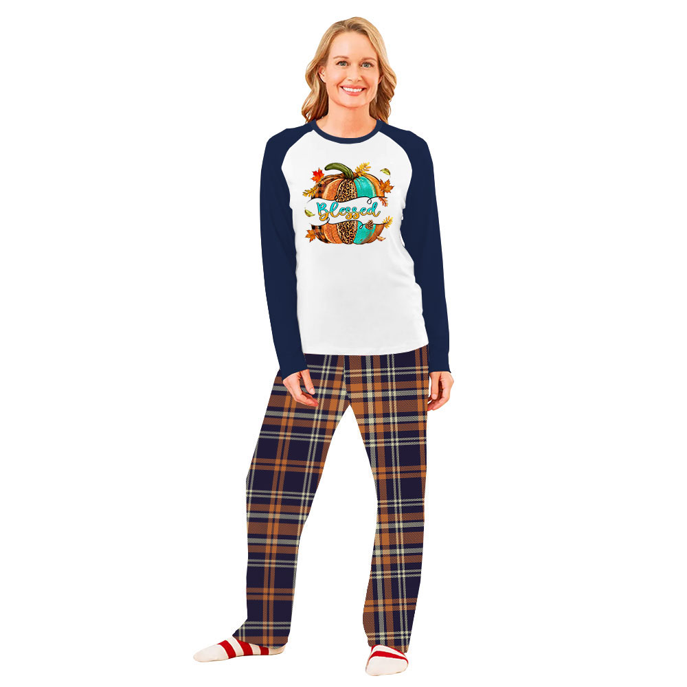Blessed Pumpkin Thanksgiving PJs For Family With Plus Size