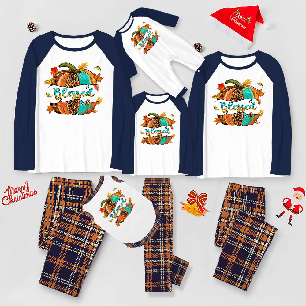 Blessed Pumpkin Thanksgiving PJs For Family With Plus Size