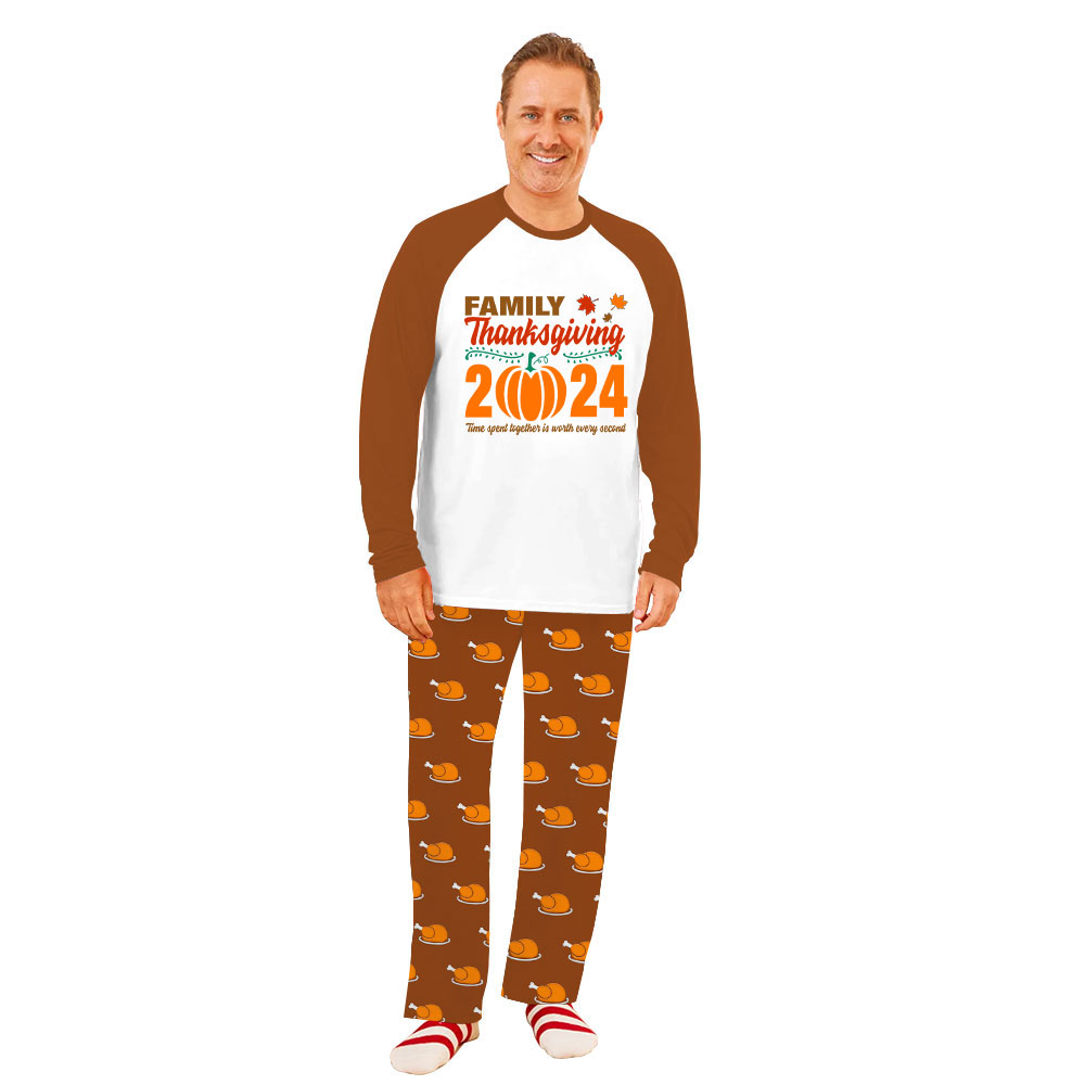 2024 Matching Thanksgiving Jammies For Family Brown White 2024 Matching Thanksgiving Jammies For Family Brown White