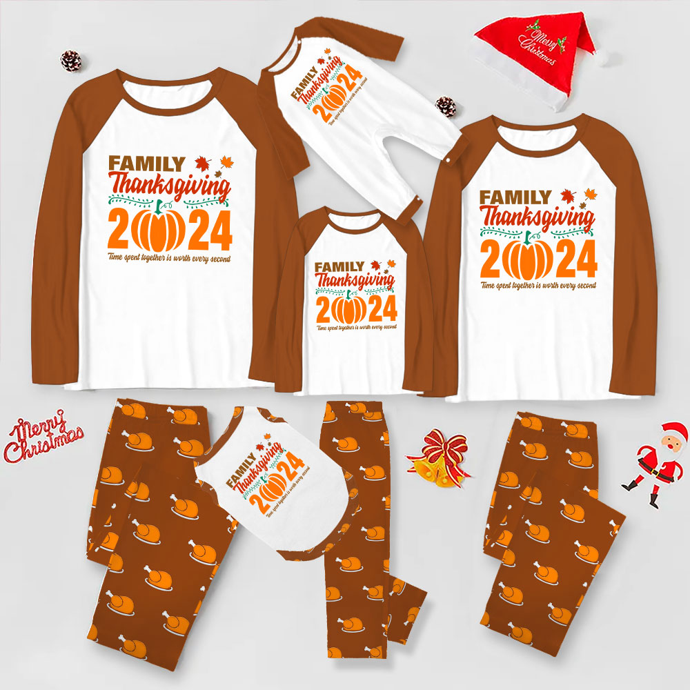 2024 Matching Thanksgiving Jammies For Family Brown White 2024 Matching Thanksgiving Jammies For Family Brown White