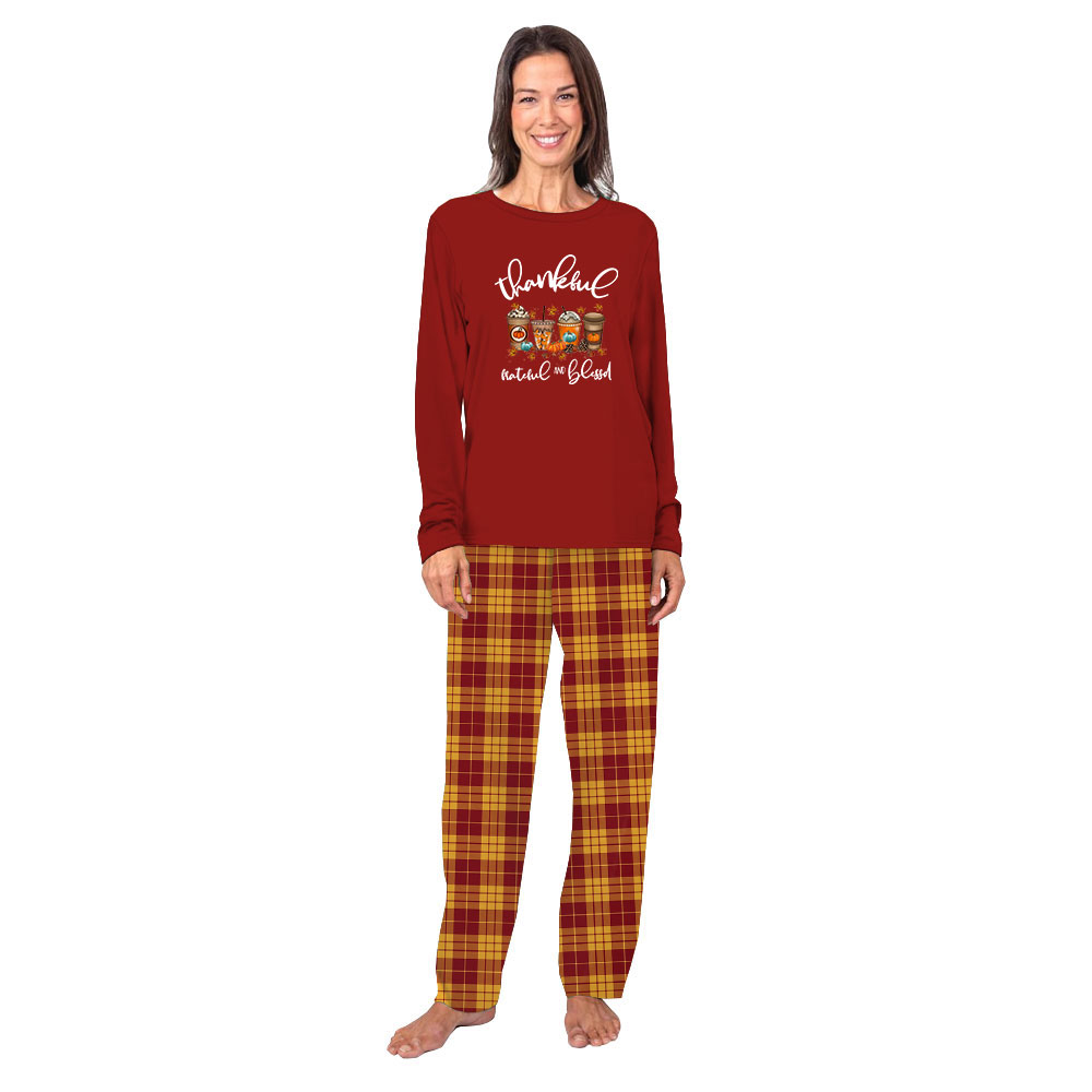 Thankful Pumpkin Spice Latte Matching Thanksgiving PJs