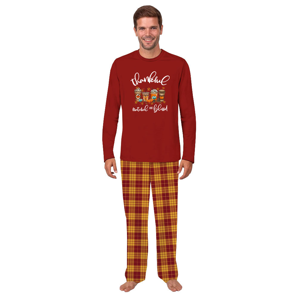 Thankful Pumpkin Spice Latte Matching Thanksgiving PJs