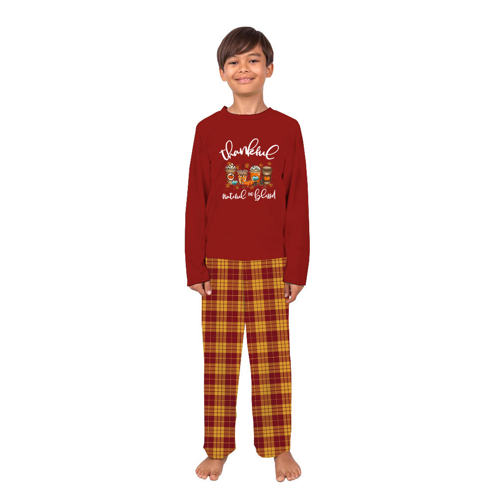 Thankful Pumpkin Spice Latte Matching Thanksgiving PJs